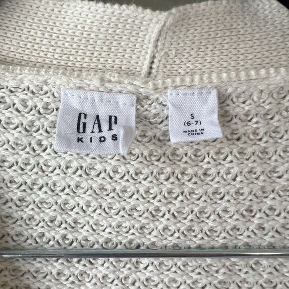 Gap Kids Girls Cardigan Button Up Sweater, White W Blue Stripes, Size S (6-7) - Picture 2 of 7